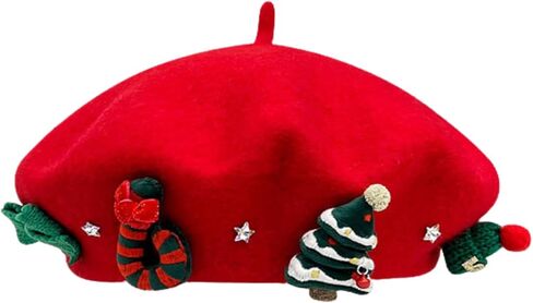 قبعة بيريت صوف عيد الميلاد للنساء الشتاء الدافئ شعرت سانتا والعطلات أزياء مستوحاة in Kuwait