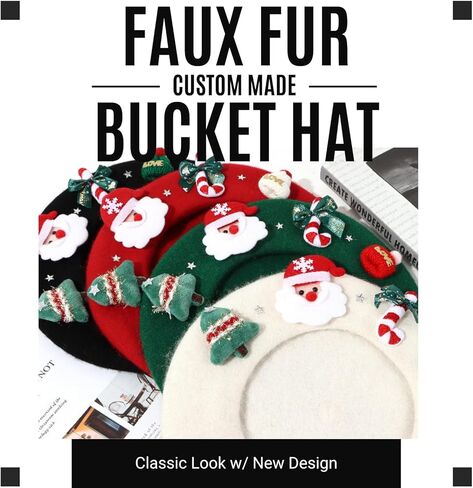 قبعة بيريت صوف عيد الميلاد للنساء الشتاء الدافئ شعرت سانتا والعطلات أزياء مستوحاة in Kuwait