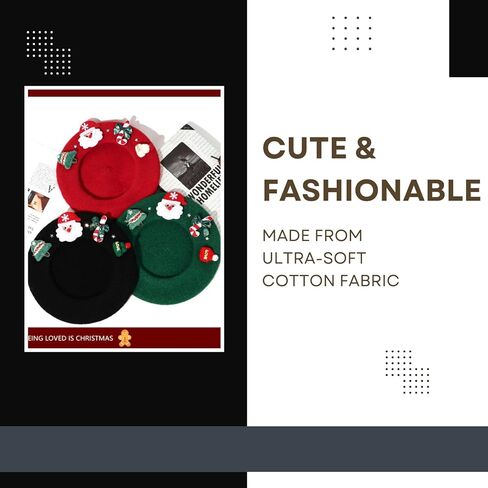 قبعة بيريت صوف عيد الميلاد للنساء الشتاء الدافئ شعرت سانتا والعطلات أزياء مستوحاة in Kuwait