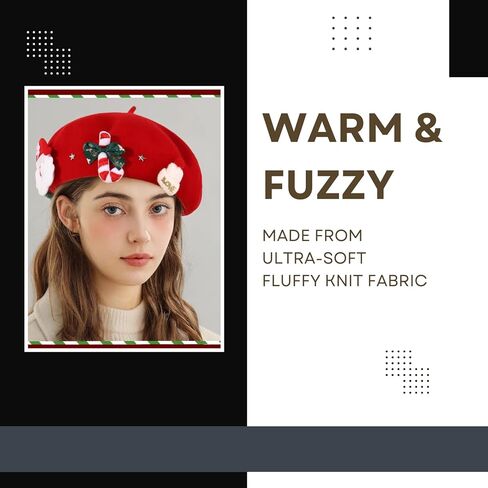 قبعة بيريت صوف عيد الميلاد للنساء الشتاء الدافئ شعرت سانتا والعطلات أزياء مستوحاة in Kuwait