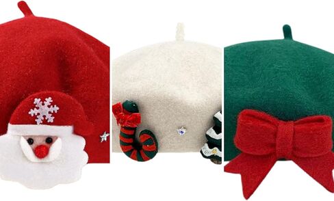 قبعة بيريت صوف عيد الميلاد للنساء الشتاء الدافئ شعرت سانتا والعطلات أزياء مستوحاة in Kuwait