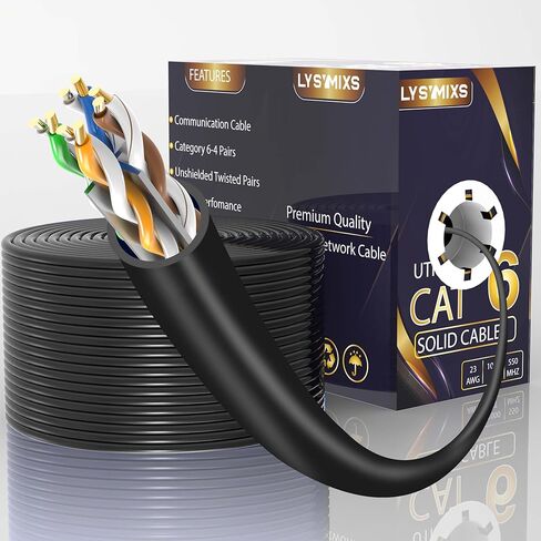 كابل إيثرنت Cat6 تمرير اختبار قناة 1000 قدم، كابل إيثرنت Cat6 1000 قدم 23AWG Solid CCA، كابل Cat6 550 ميجا هرتز 10 جيجا مع صندوق سحب سهل أزرق in Kuwait
