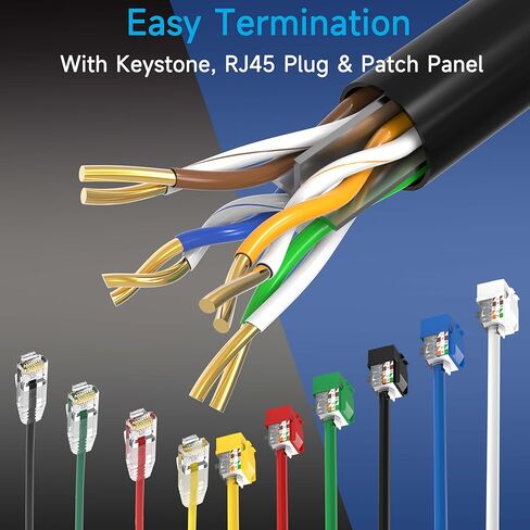 كابل إيثرنت Cat6 تمرير اختبار قناة 1000 قدم، كابل إيثرنت Cat6 1000 قدم 23AWG Solid CCA، كابل Cat6 550 ميجا هرتز 10 جيجا مع صندوق سحب سهل أزرق in Kuwait