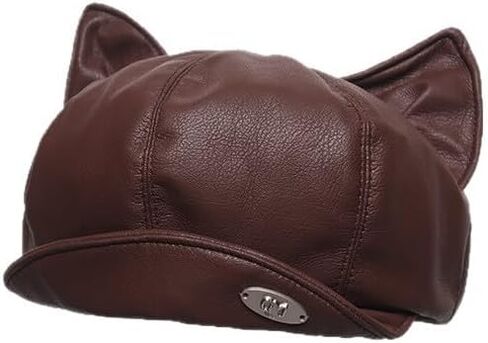 PU Leather Berets for Women Autumn Winter Cute Cat Ears Newsboy Hat Y2K Girls Retro Artist Painter Hats in Saudi Arabia
