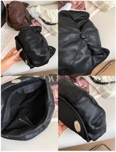 PU Leather Berets for Women Autumn Winter Cute Cat Ears Newsboy Hat Y2K Girls Retro Artist Painter Hats in Saudi Arabia