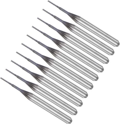 قطع توجيه CNC من CoCud End Mill، ساق 1/8 بوصة، قطع 5.5 مم، قطر 0.7 مم، قاطع طحن من كربيد التنجستين الماسي لليد اليسرى - (التطبيقات: لنقش الحفر باستخدام الحاسب الآلي)، 10 قطع in Saudi Arabia