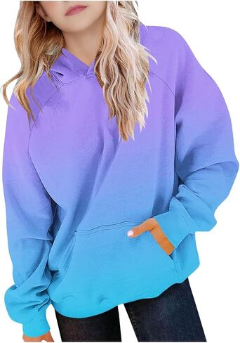 Kids Cute Hoodies Gradient Tie Dye Printed Hoodie with Pockets Casual Pullover Hooded Sweatshirts for Girls Boys in Saudi Arabia