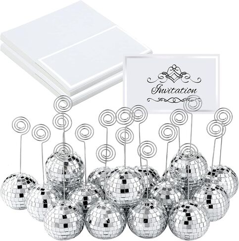 60 Pcs Disco Ball Table Number Holders Silver Place Card with Swirl Wire Name Cards Photo Stand Clips Picture Holder for Christmas Wedding Party Favor (2 Inch) in Saudi Arabia