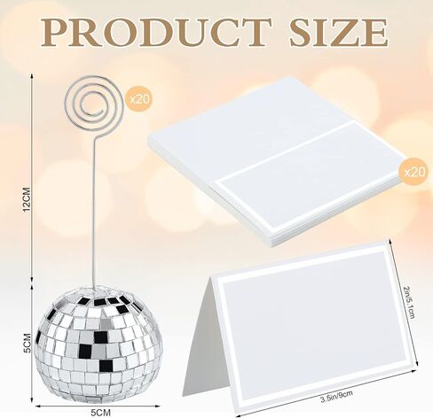 60 Pcs Disco Ball Table Number Holders Silver Place Card with Swirl Wire Name Cards Photo Stand Clips Picture Holder for Christmas Wedding Party Favor (2 Inch) in Saudi Arabia