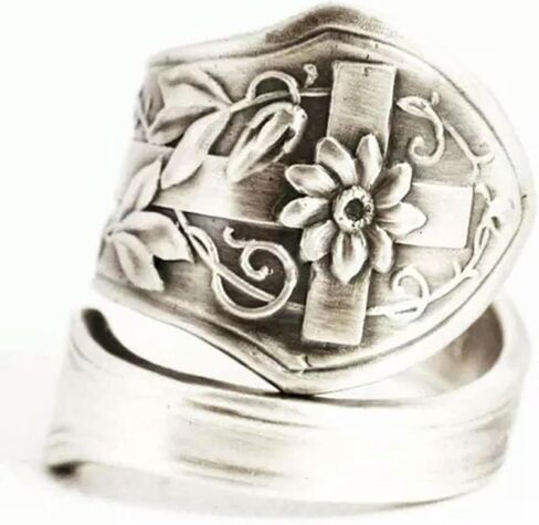 925 Silver Spoon Tiger Lily Ring Era Floral Open Rings-03#Lily Spoon Ring in Saudi Arabia