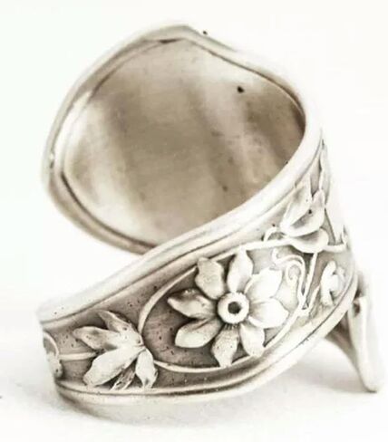 925 Silver Spoon Tiger Lily Ring Era Floral Open Rings-03#Lily Spoon Ring in Saudi Arabia