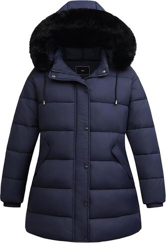 نساء زائد حجم معطف أسفل | مقاوم للماء ، مقاوم للرياح ، غطاء قابلة للفصل ، مبطن الفانيلا in Kuwait