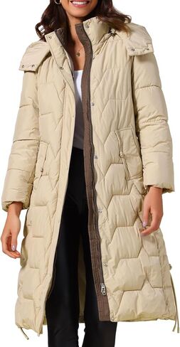 Allegra K Women's Long Puffer Jacket Thickened Warm Down Jacket Pockets Hooded Winter Coats in Saudi Arabia