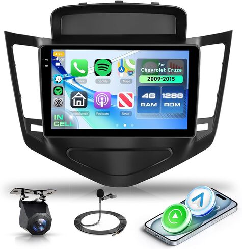 2+64G Android Car Radio Car Stereo for Chevrolet Chevy Cruze 2009-2015 with Wireless Carplay Android Auto, 9’’ Head Unit Touch Screen with Mirror Link WiFi GPS Bluetooth FM RDS EQ Backup Camera SWC in Kuwait