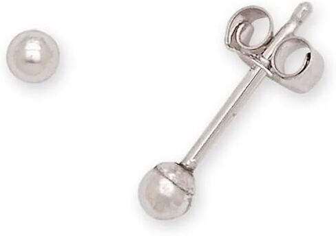 Jewelryweb - Real 14k White Gold Polished Ball Earrings - 2mm 3mm 4mm 5mm 6mm 7mm 8mm 9mm 10mm - Stud Earrings for Women Men - Hypoallergenic Earrings in Saudi Arabia
