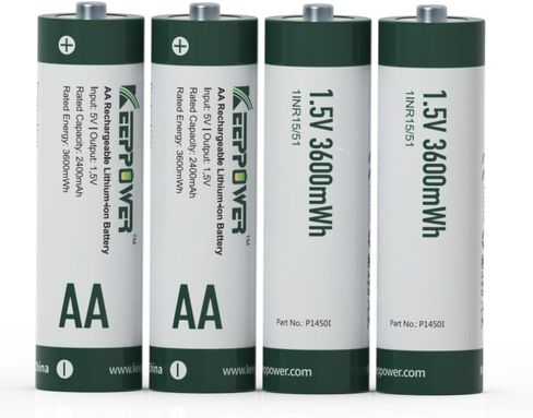 Keeppower USB Rechargeable Li-ion AA Batteries 3390mWh Double A Protected Lithium Battery 1.5V 2260mAh High Capacity Fast Charge Included with a 4-in-1 Charging Cable (Pack of 4) in Saudi Arabia