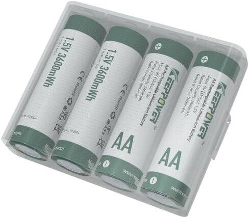 Keeppower USB Rechargeable Li-ion AA Batteries 3390mWh Double A Protected Lithium Battery 1.5V 2260mAh High Capacity Fast Charge Included with a 4-in-1 Charging Cable (Pack of 4) in Saudi Arabia