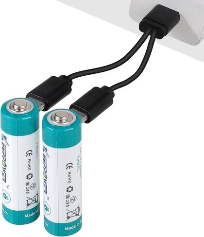 Keeppower USB Rechargeable Li-ion AA Batteries 3390mWh Double A Protected Lithium Battery 1.5V 2260mAh High Capacity Fast Charge Included with a 4-in-1 Charging Cable (Pack of 4) in Saudi Arabia