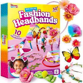 Klever Kits Headband Making Kit for Girls - Make Your Own Fashion Headbands - DIY Hair Accessories Set, DIY Arts and Crafts Gifts for 5 6 7+ Year Old