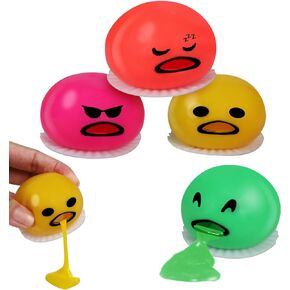 4-PCS Novelty Vomiting Egg Ball,Puking Egg,Funny Prank Toys,Slime Egg Yolk Stress Balls,Round Sucking Lazy Egg Yolk Soft Ball,Stress Relief Squeeze Toys