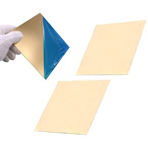 3 Pcs C280 Brass Sheet,5.9" x 5.9", 24 Gauge(0.02"/0.51mm) Thickness, No Scratches, Protective Film on Both Sides