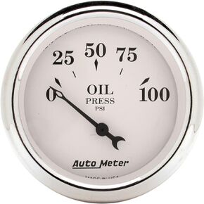 AUTO METER 1628 Old TYME White Mechanical Oil Pressure Gauge,2.3125 in.
