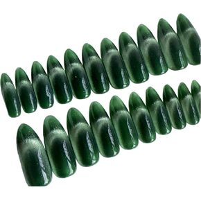 Almond Fake Nails Cat's Eye Press-On Nails with Gradual Design and UV Gel Treatm GREEN in Kuwait