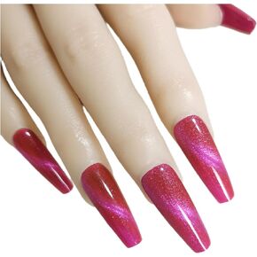T-shaped nails Cat's Eye Press-On Nails with Gradual Design and UV Gel Treatment Rose Pink in Kuwait