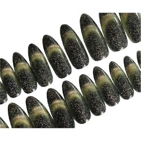 Almond Fake Nails Cat's Eye Press-On Nails with Gradual Design and UV Gel Treatm black gold in Kuwait
