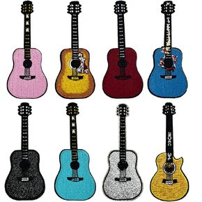8 Pieces Pack Guitars Guita Embroidered Iron on Patches, Guitar Player Gift Ideas