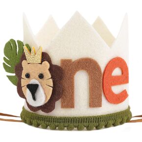 Jungle Safari 1st Birthday Crown for Boys - Lion First Birthday Hat, Wild One Birthday Decoration, Safari 1st Birthday Decor