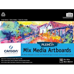 Canson Artist Series Plein Air Mixed Media Paper, Fold Over Art Board, 9x12 inches, 10 Sheets - Artist Paper for Adults and Students - Watercolor, Gouache, Graphite, Ink, Pencil, Marker