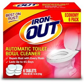 Iron OUT Automatic Toilet Bowl Cleaner, Repel Rust and Hard Water Stains with Every Flush, Household Toilet Cleaner, Pack of 1, 6 Tablets