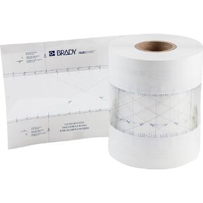 Brady PaintStripe Floor Marking Stencil, Continuous Line, 0.25" Height, 4" Wide, 6000" Length, Polypropylene, Clear/White - 148816