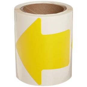 Brady 121047 Nonabrasive Arrow Shape Floor Marking Tape, 3" Width, Yellow (Pack of 100 per Roll)