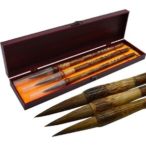 3 Pcs Top Goat Wolf Hair Chinese Caligraphy Kanji Japanese Sumi Drawing Brush Pack of 3 Set Size L M S