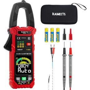 مقياس المشبك الرقمي الذكي من KAIWEETS T-RMS 6000 عدد، مقياس متعدد المشبك مع وظيفة التيار الداخلي، مقياس أمبير تلقائي المدى مدمج بشاشة ملونة عالية الدقة، يقيس درجة حرارة الجهد الكهربائي الحالي AC/DC NCV in Kuwait