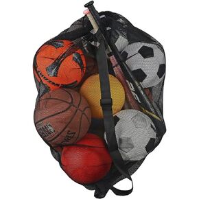 Extra Large Sports Ball Bag Mesh Soccer Ball Bag Heavy Duty Drawstring Bags Team Work for Holding Basketball, Volleyball, Baseball, Swimming Gear with Shoulder Strap