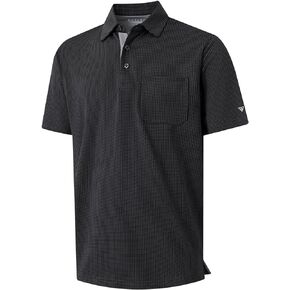 M MAELREG Mens Polo Shirts Short Sleeve Dry Fit Jacquard Performance Moisture Wicking Casual Pocket Golf Shirts for Men