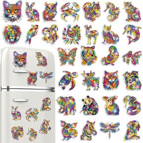 Remuuly 30 Pcs Diamond Painting Magnets Spring Diamond Art Magnet Kits for Adults Summer Animal Flower Cupcake Cow Rhinestones Refrigerator Stickers for Fridge DIY Crafts Toy Gifts(Spring)