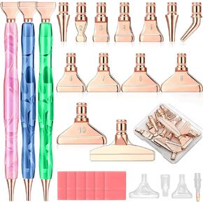 ZYNERY 30 PCS Diamond Painting Pens Kit, 13 PCS Stainless Steel Tip for Diamond Painting Accessories with 12 Clay, Diamond Art Pens 5D Diamond Painting Tools for DIY Craft (Blue)