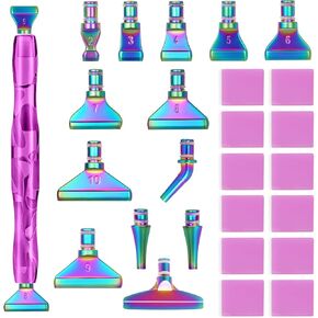 طقم أقلام رسم ماسي 30 قطعة من ZYNERY، 13 قطعة طرف من الفولاذ المقاوم للصدأ لإكسسوارات طلاء الماس مع 12 طين، أقلام فنية ماسية أدوات رسم ماسية خماسية الأبعاد للحرف اليدوية (أزرق) in Saudi Arabia