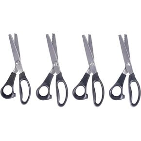 Zig Zag Scissors (Pinking Shears) & Scalloped Scissors 4-Piece Set - Small (3mm Teeth) & Large (7mm Teeth) Pinking Shears and Scalloped Shears for Sewing and Crafting, 9-inch Length