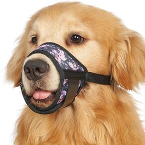 LUCKYPAW Dog Muzzle Soft Dog Muzzle for Small Medium Large Sized Dogs Breathable Muzzle for Dog to Prevent Biting Chewing Pattern Muzzle with Adjustable Strap (L-Snout(7¾-9"), Pink Rose)