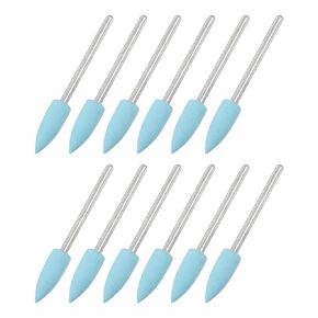 uxcell 12pcs 2000 Grits Abrasive Mounted Stone 2.35mm Shank 1/4"(6mm) Dia Pointed Point Heads Stone Grinding and Polishing Wheels for Deburring Buffing