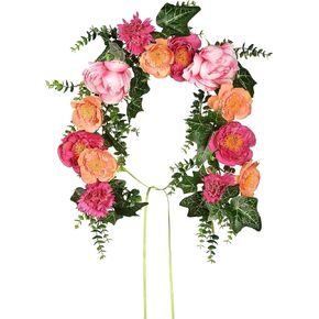 National Tree Company 36" Spring Mail Box Swag with Peonies, Pink, red, and Orange