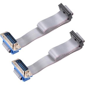 uxcell IDC Wire Flat Ribbon Cable DB15 Male to FC-16 Female Connector 2.54mm Pitch 20cm Length 2pcs