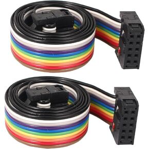 uxcell Connector IDC Flat Rainbow Color Ribbon Cable, F/F, 50 cm, 10 Pin, 10 Way for DIY, 2 Pieces