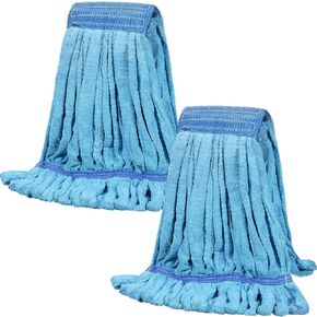Lallisa 2 Pcs Commercial Mop Head Replacement 18 Oz Tube Microfiber Mop Heads for Floor Cleaning Industrial Mop Heads Blue Looped End Wet Mop Head Refill for Home Commercial Industrial Use
