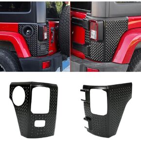 for Jeep JK Rear Corner Guards Body Armor Kit Tail Light Trim Covers Compatible with 2007-2018 Jeep Wrangler JK JKU Rear Quarter Panel Black Diamond Armour, Replacement for 11651.01